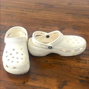 White Platform Crocs
